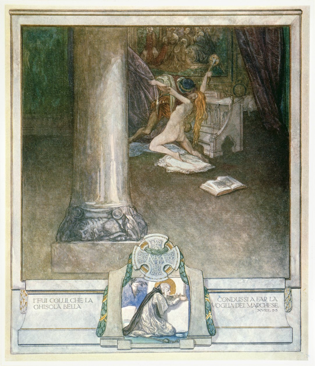 Illusztráció Dante „Isteni színjátékából”, Inferno, XVIII: 55 alkotó: Franz von Bayros (1866 1924)