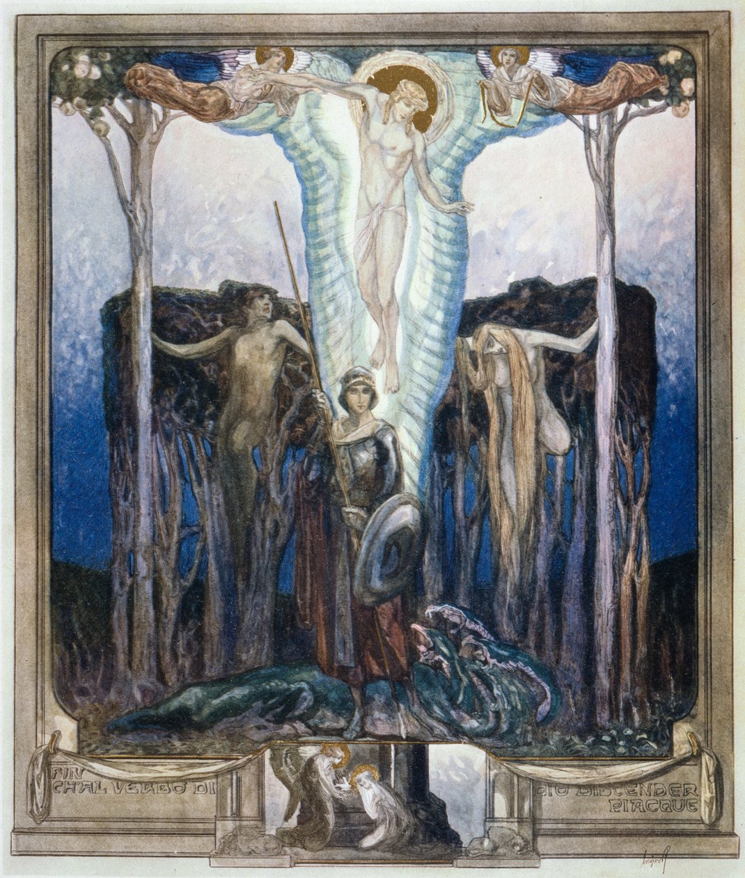 Illusztráció Dante „Isteni színjátékából”, Paradicsom, VII. ének alkotó: Franz von Bayros (1866-1924)