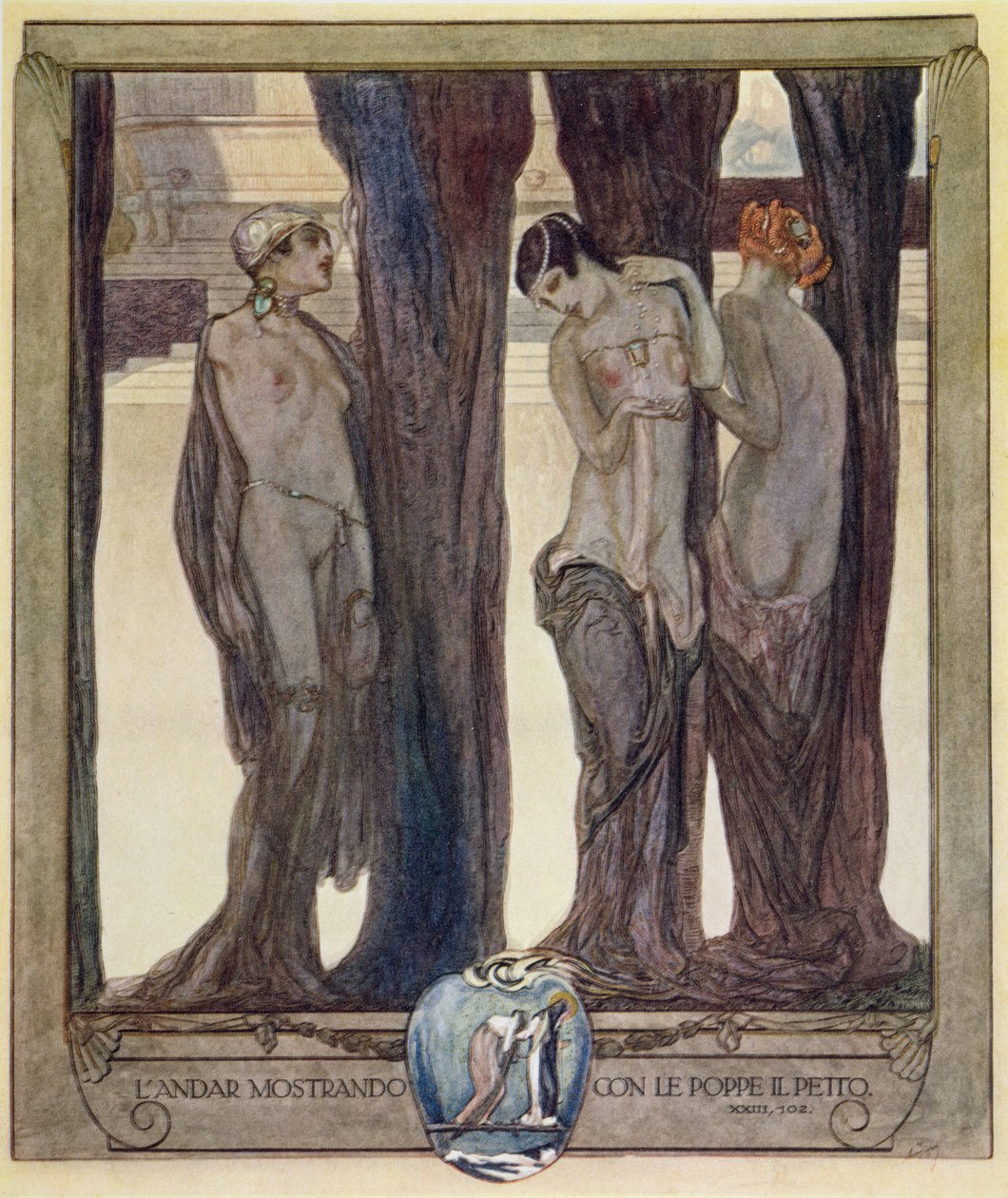 Illusztráció Dante „Isteni színjátékából”, Purgatórium, XXIII. ének. 102 alkotó: Franz von Bayros (1866 1924)