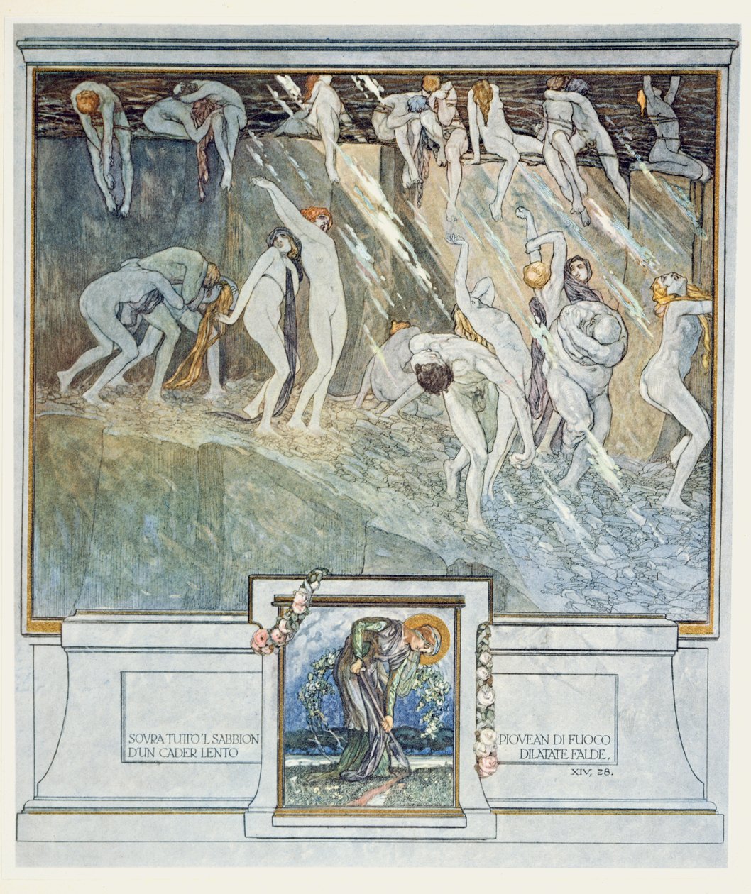 Illusztráció Dante „Isteni színjátékából”, Inferno, XIV. ének. 1921. 28. (wc papíron) alkotó: Franz von Bayros