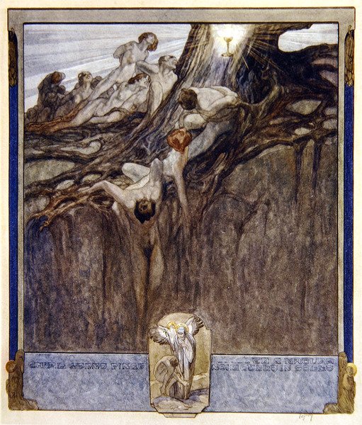 Illusztráció Dantès Isteni komédiájából, Paradicsom, IV. ének, 1921 (wc, papír) alkotó: Franz von Bayros
