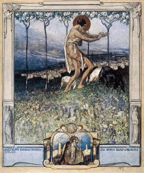 Illusztráció Dante Isteni színjátékából, Paradiso, XVI. ének, 1921 (wc papíron) alkotó: Franz von Bayros
