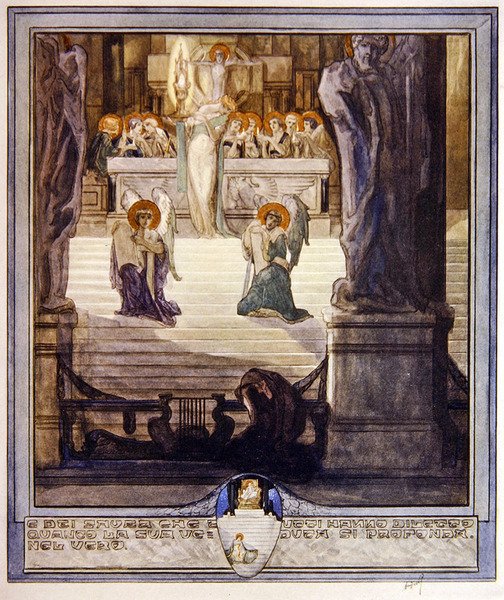 Illusztráció Dante Isteni színjátékából, Paradiso, XXVIII. ének, 1921 (wc papíron) alkotó: Franz von Bayros