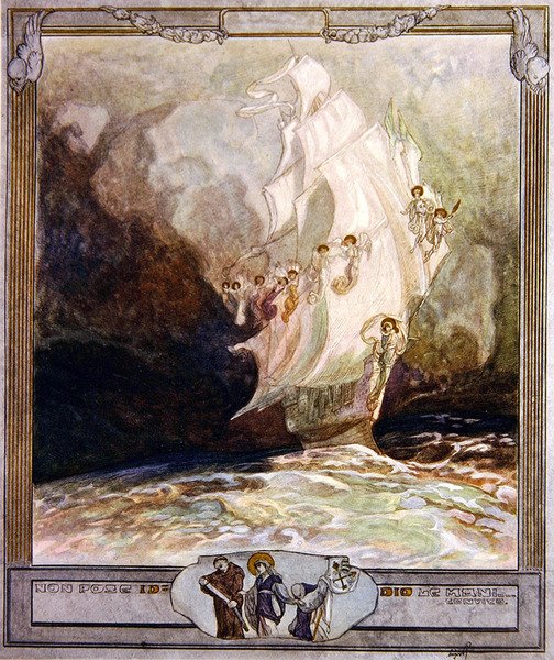 Illusztráció: Dantes Isteni színjáték, Paradicsom, XXVII. ének, 1921 (wc papíron) alkotó: Franz von Bayros