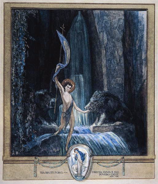 Illusztráció Dante Isteni színjátékából, Purgatórium, XIV. ének: 45, 1921 (wc papíron) alkotó: Franz von Bayros