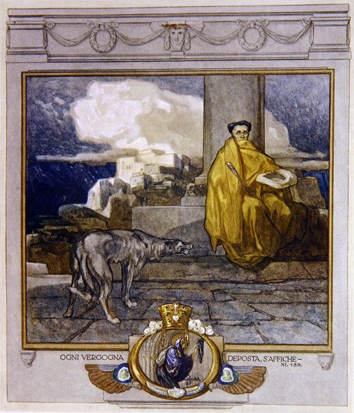 Illusztráció Dante Isteni színjátékából, Purgatórium, XI. ének: 135, 1921 (wc papíron) alkotó: Franz von Bayros