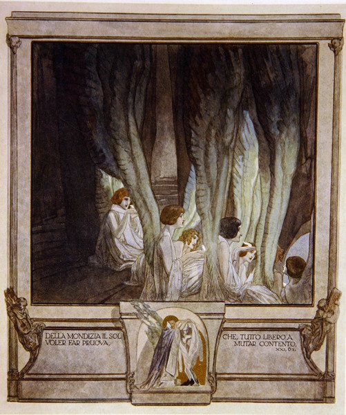 Illusztráció Dantes Isteni színjátékból, Purgatórium, XXI. ének: 62, 1921 (wc papíron) alkotó: Franz von Bayros