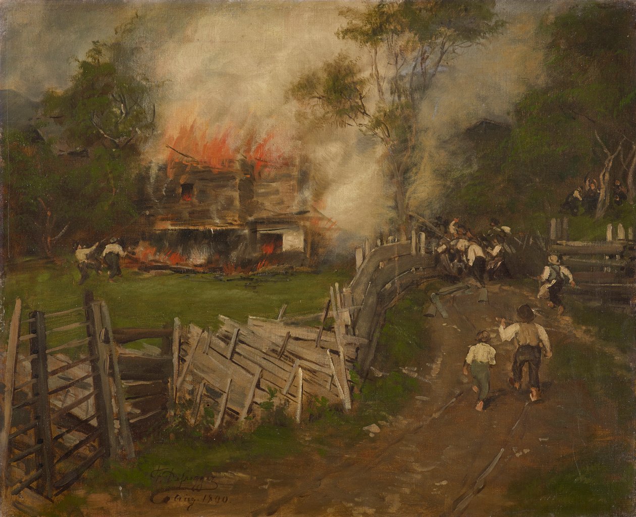 Az égő Seppenhaus Reithben alkotó: Franz von Defregger