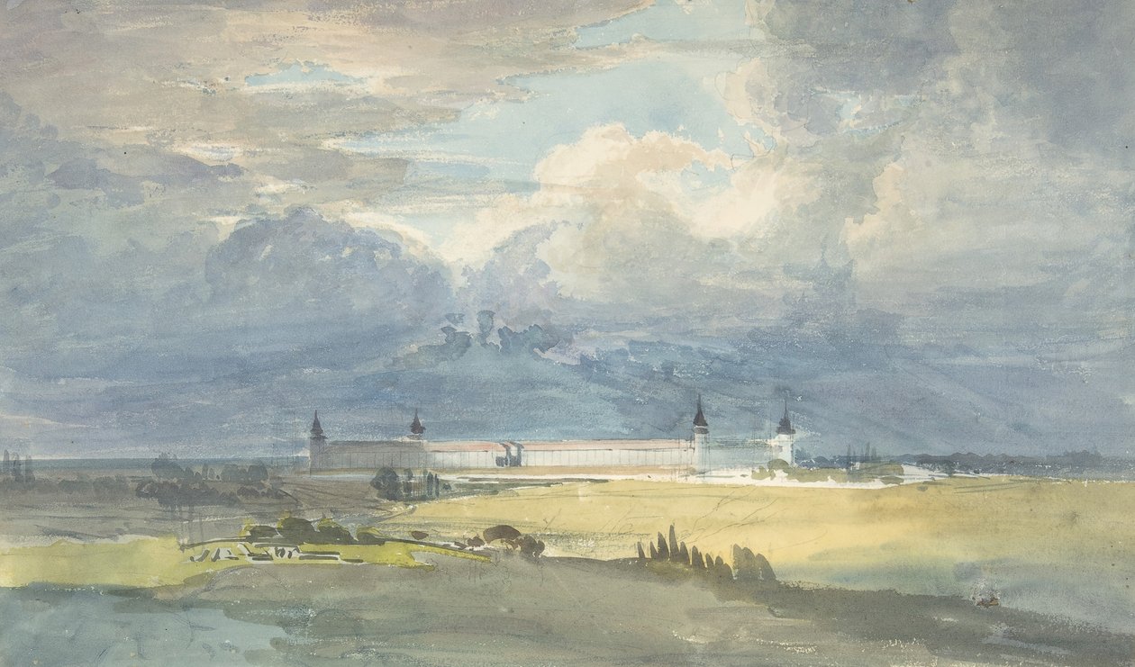 Táj nagy épülettel, 1818-83. alkotó: Franz von Hauslab