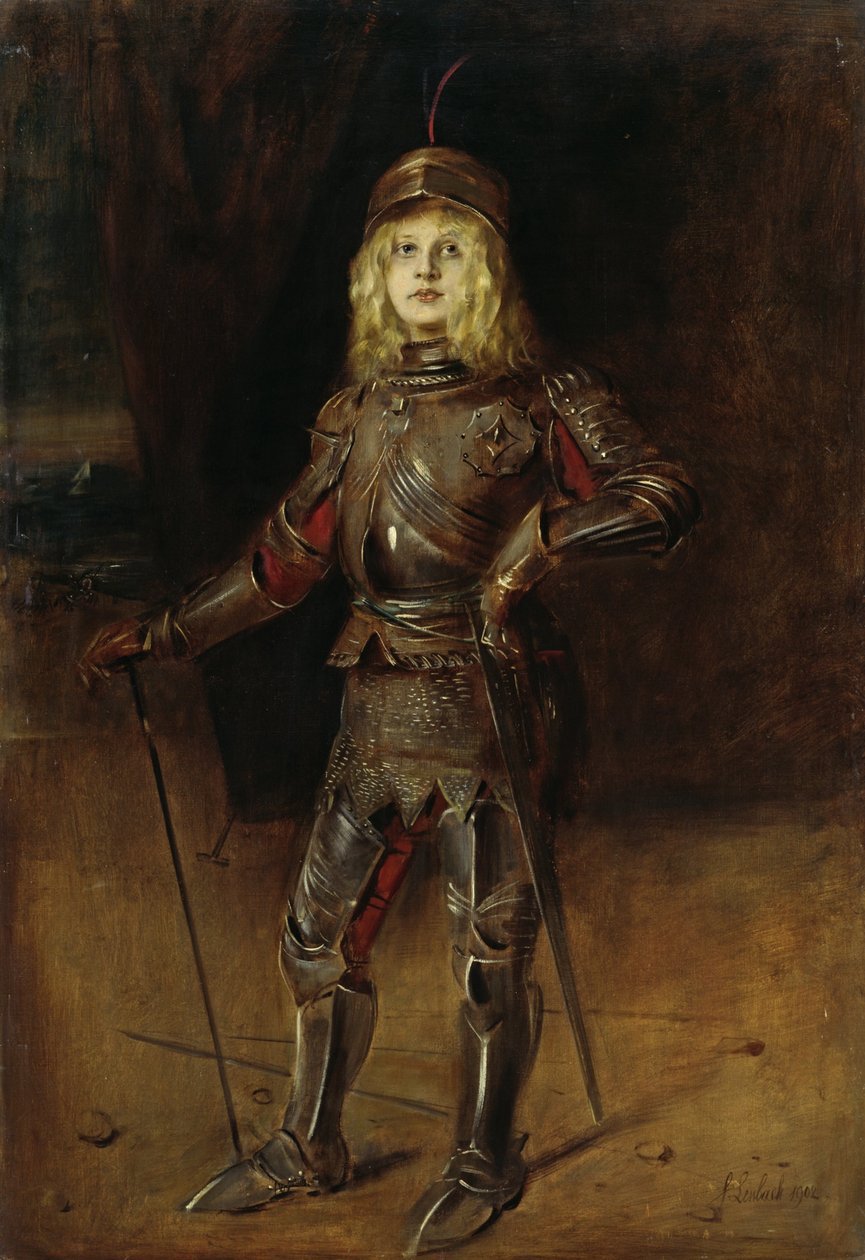 Marion Lenbach a Ritterrüstungban alkotó: Franz von Lenbach