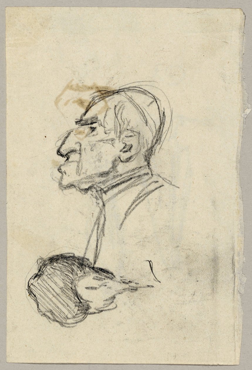 Egy bíboros portrétanulmánya, verso: öszvér hátulról nézve (?) alkotó: Franz von Lenbach