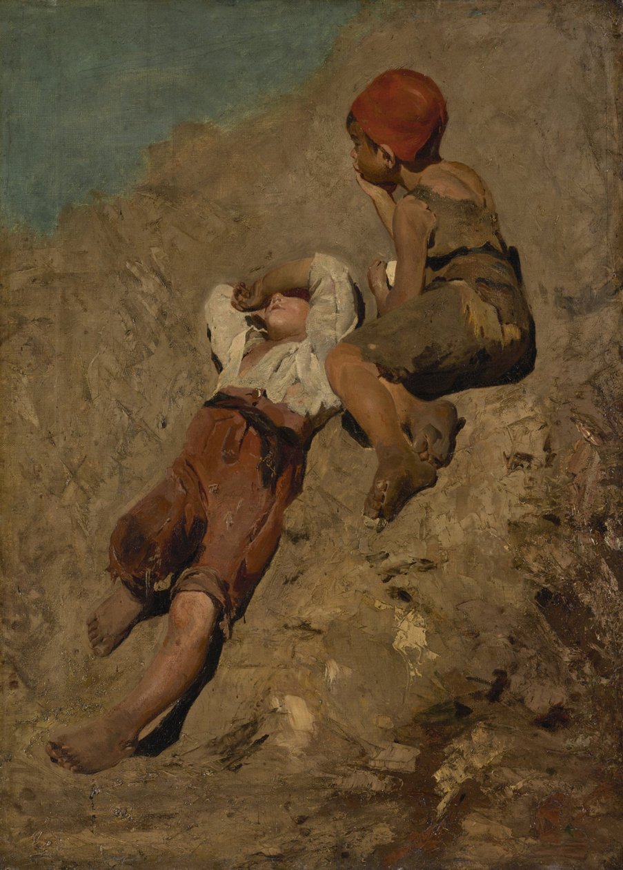 Két parasztfiú a lejtőn alkotó: Franz von Lenbach