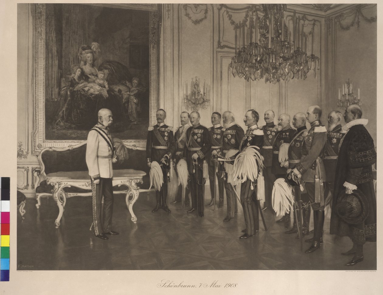 A német szövetségi herceg látogatása 1908. május 8-án a schönbrunni kastélyban alkotó: Franz von Matsch