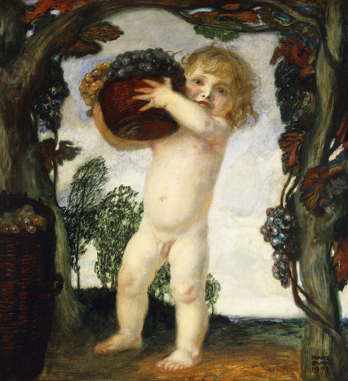 fiú szőlővel; Szőlős fiú, 1903 alkotó: Franz von Stuck