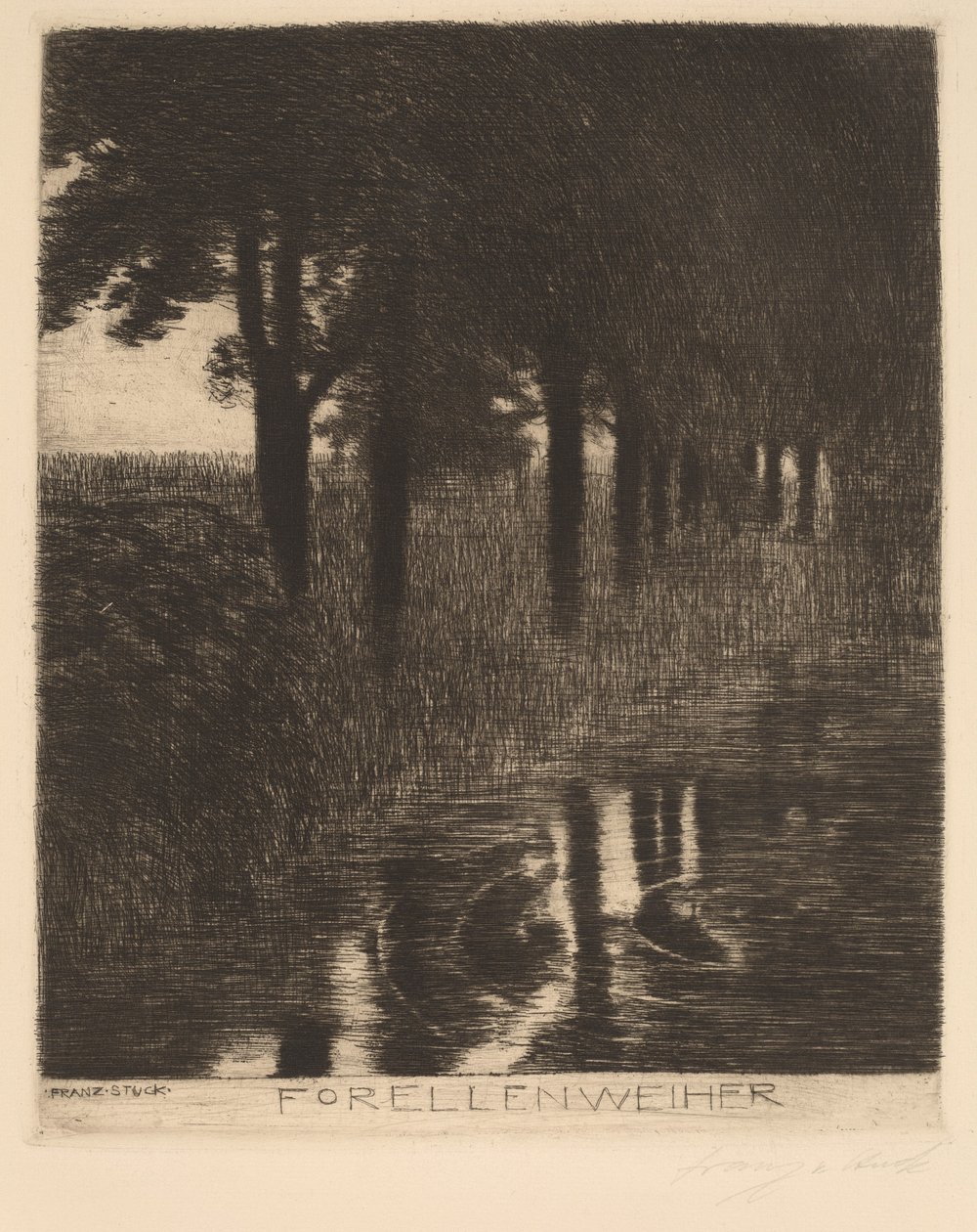 Pisztrángos tó alkotó: Franz von Stuck
