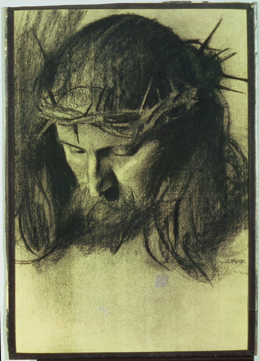 Krisztus feje, 1890 körül (szén és kréta) alkotó: Franz von Stuck