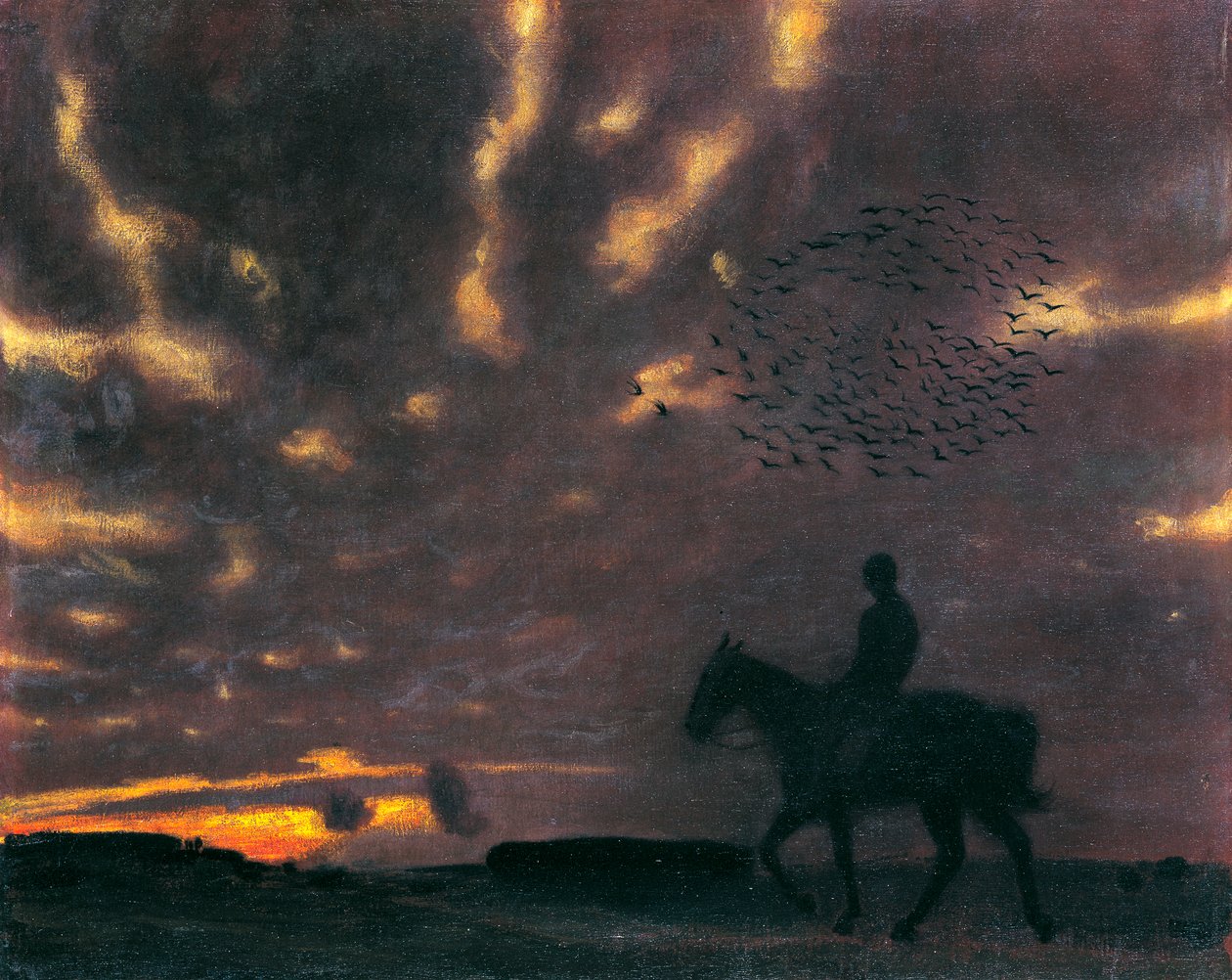 Őszi este lovassal alkotó: Franz von Stuck