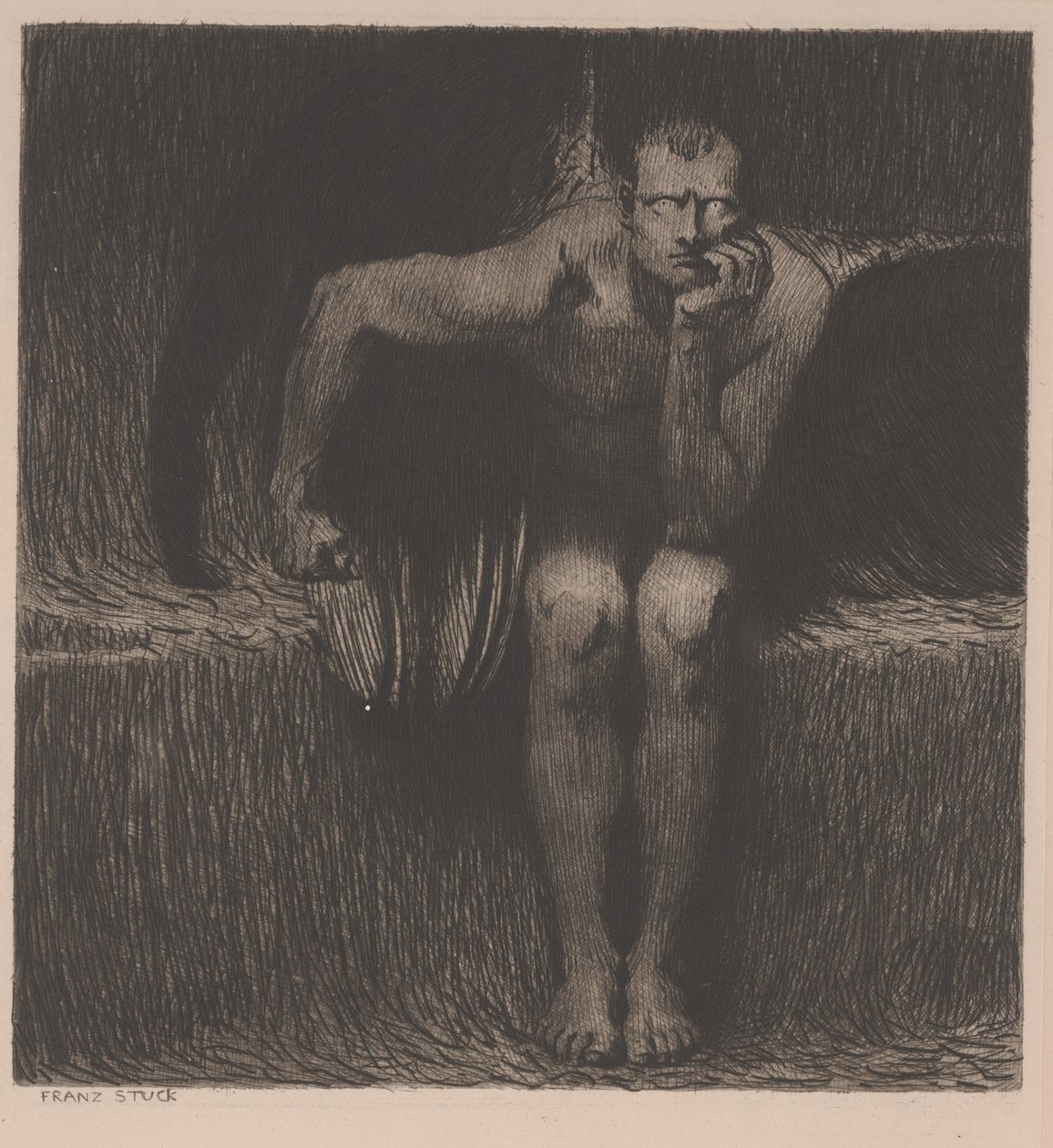 Lucifer, 1890 körül (rézkarc) alkotó: Franz von Stuck