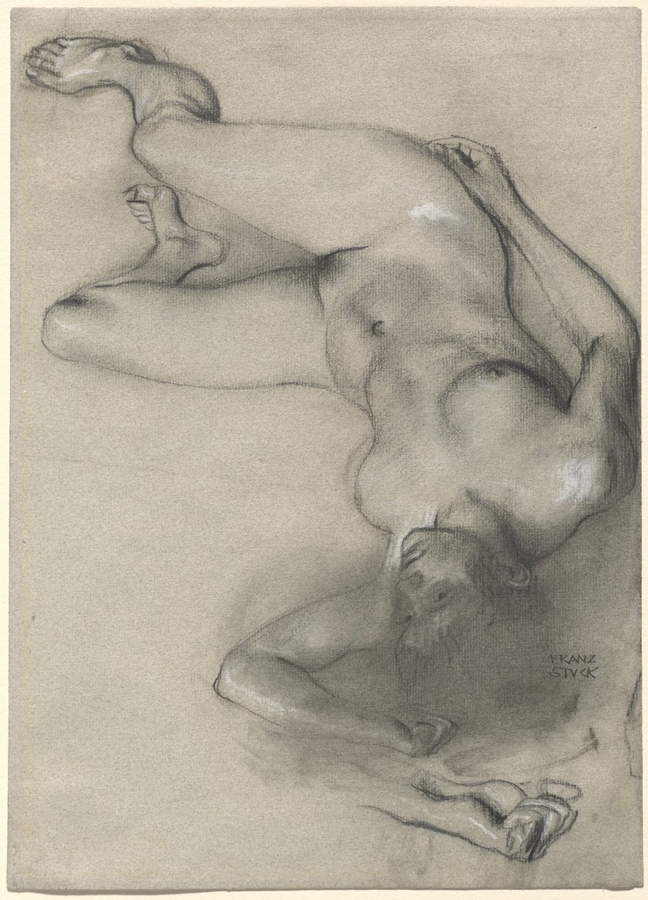 Meztelen nő feküdt a földön alkotó: Franz von Stuck
