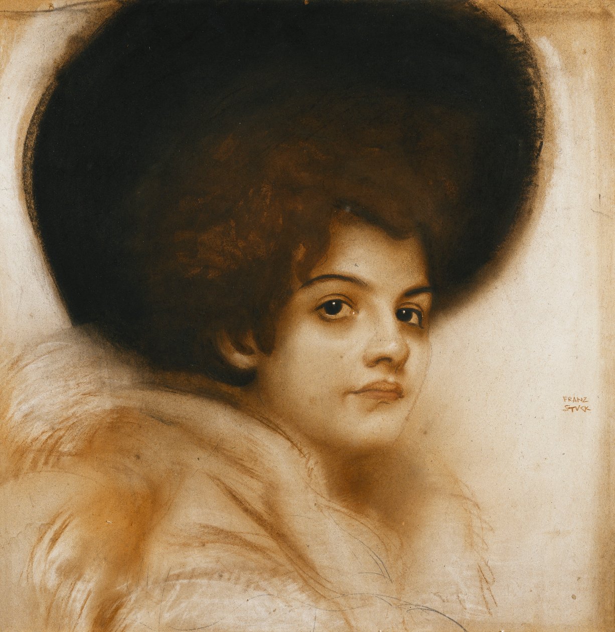 Kalapos hölgy portréja, alkotó: Franz von Stuck