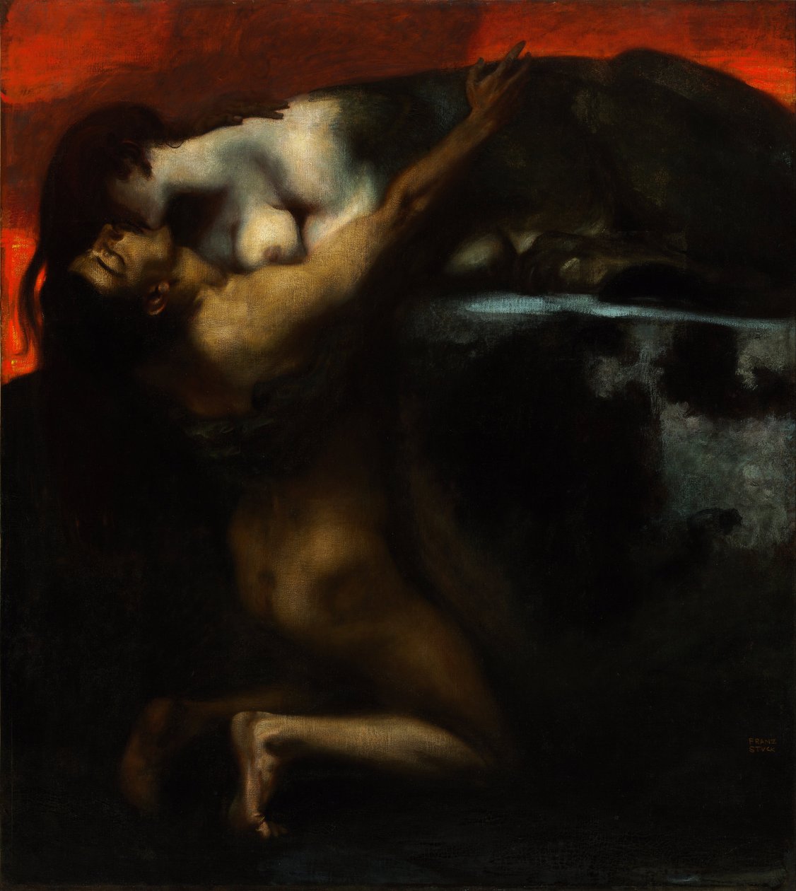 A szfinx csókja - Peinture de Franz Ritter von Stuck (1863-1928) - 1895 - Olaj, vászon - 160x144,8 - Szepmuveszeti Múzeum, Budapest alkotó: Franz von Stuck