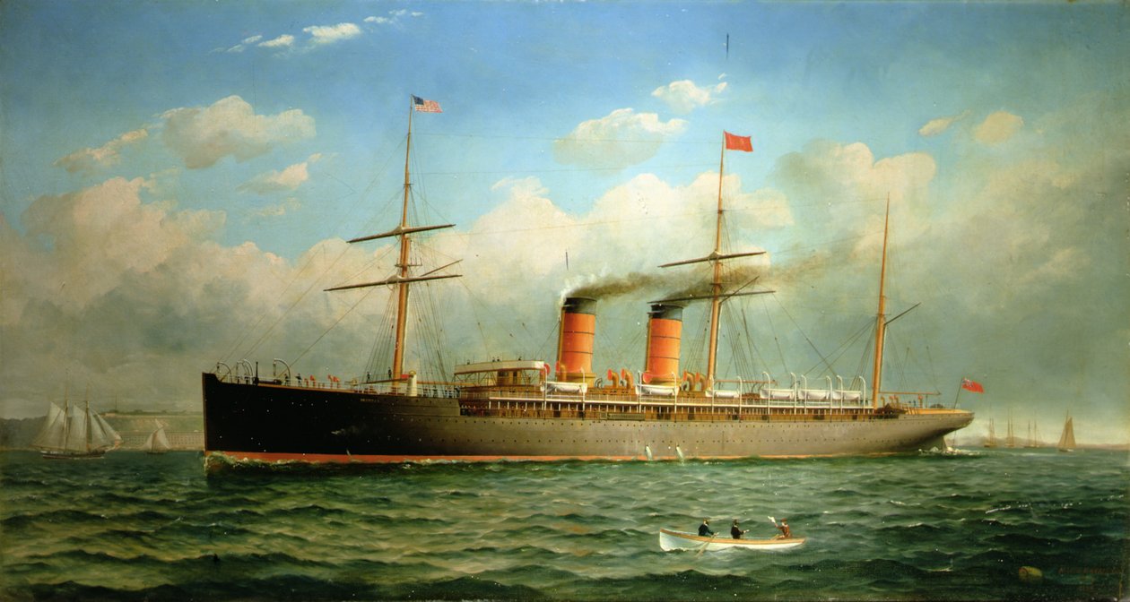 A Cunard Liner R.M.S. Umbria a Brooklyn Heights mellett, az East River partján, New York államban alkotó: Fred Pansing