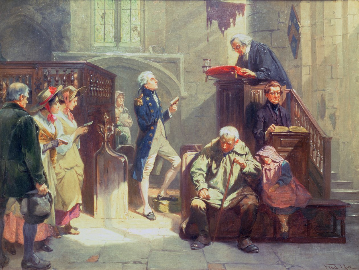 Nelson a templomban (olaj, vászon) alkotó: Fred Roe