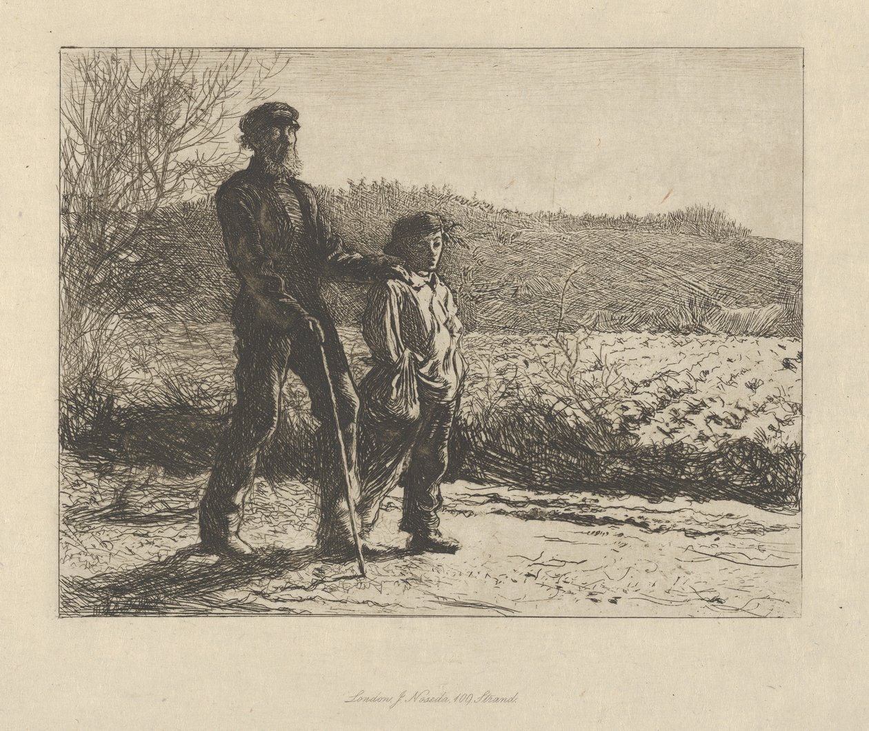 Egy vak ember, Útjárók, 1863. alkotó: Fred Walker