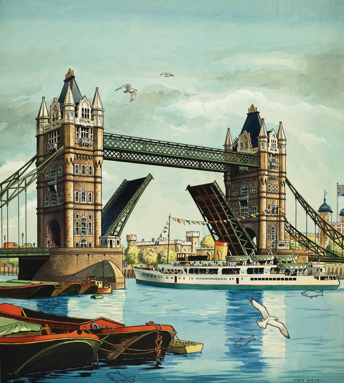 Tower Bridge, rejtett halakkal alkotó: Fred White