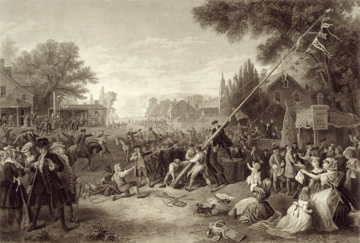 Raising the Liberty Pole, 1776, metszett John C. McRae, 1875 alkotó: Frederic A. Chapman