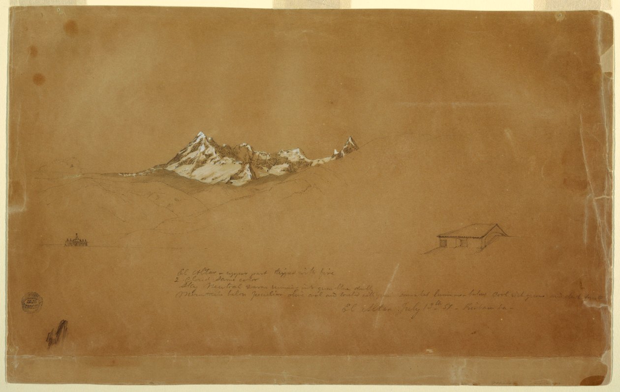 Rajz, Oltárhegy, Ecuador alkotó: Frederic Edwin Church