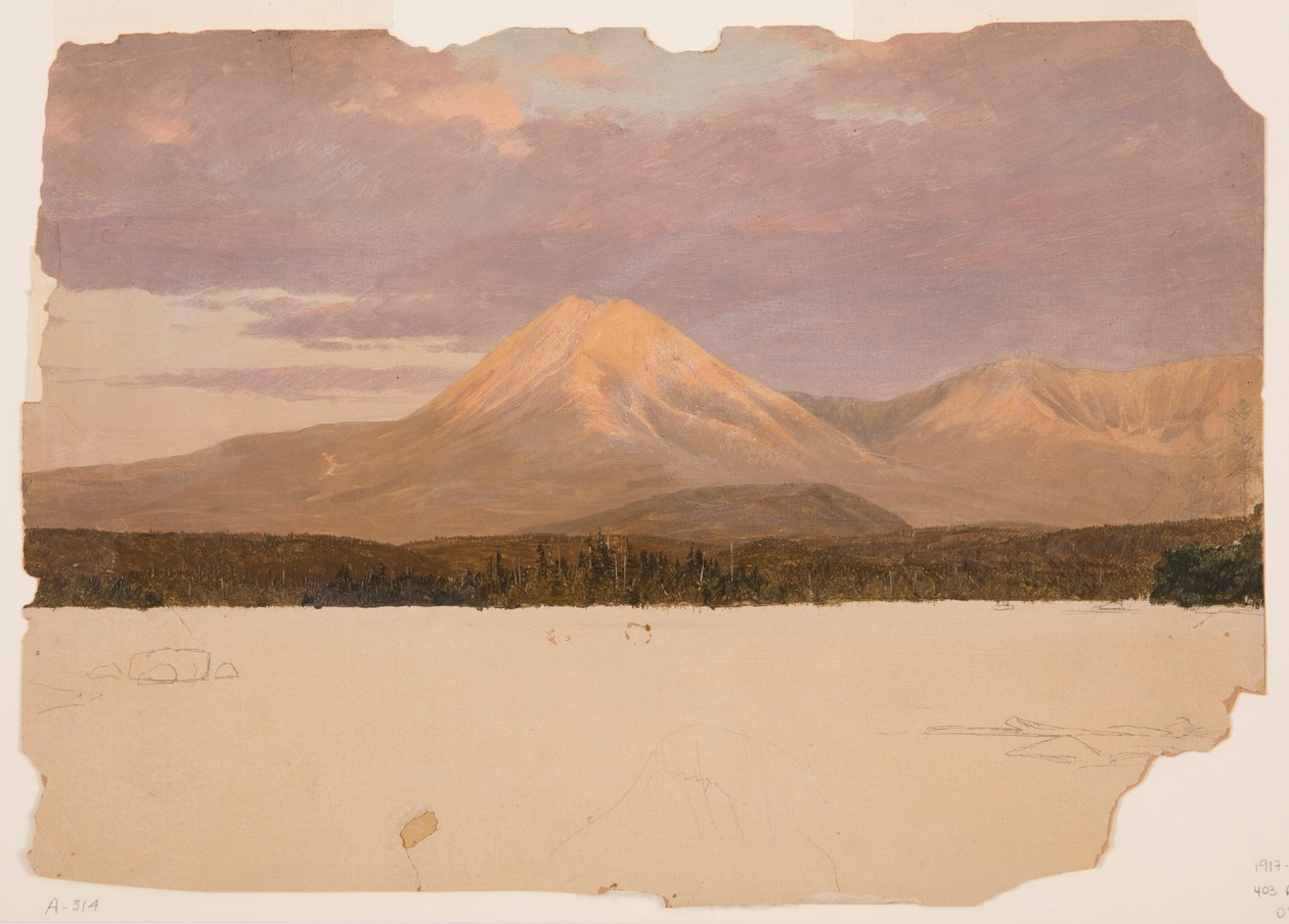Rajz, Mt. Katahdin a Katahdin -tóból, 1878 alkotó: Frederic Edwin Church