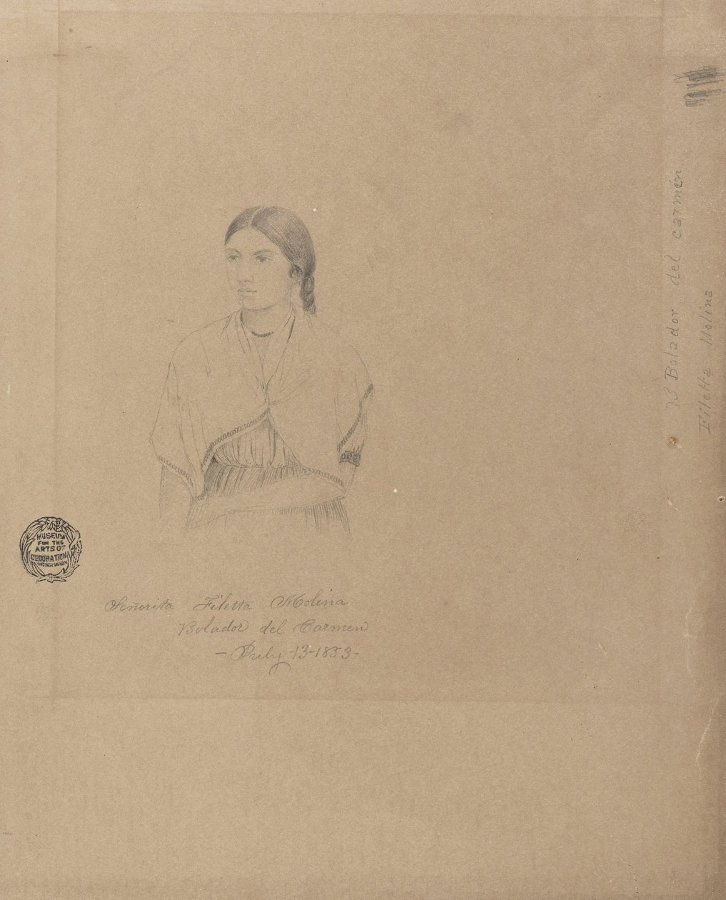 Bolíviai lány portréja- Senorita Filetta Molina Bolador del Carmen, Kolumbia alkotó: Frederic Edwin Church