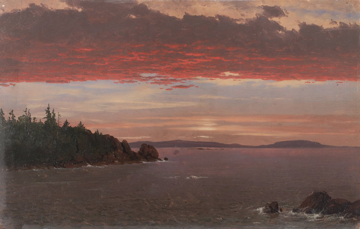 Schoodic -félsziget a Sivatag -hegyről napkeltekor alkotó: Frederic Edwin Church