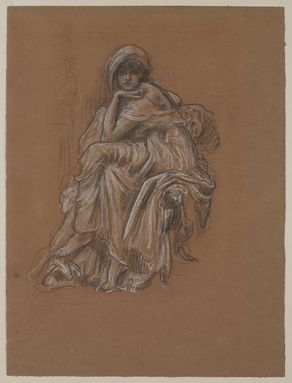 Tanulmány a Sybil című festményhez. (szén és kréta vászonpapírra) alkotó: Frederic Leighton