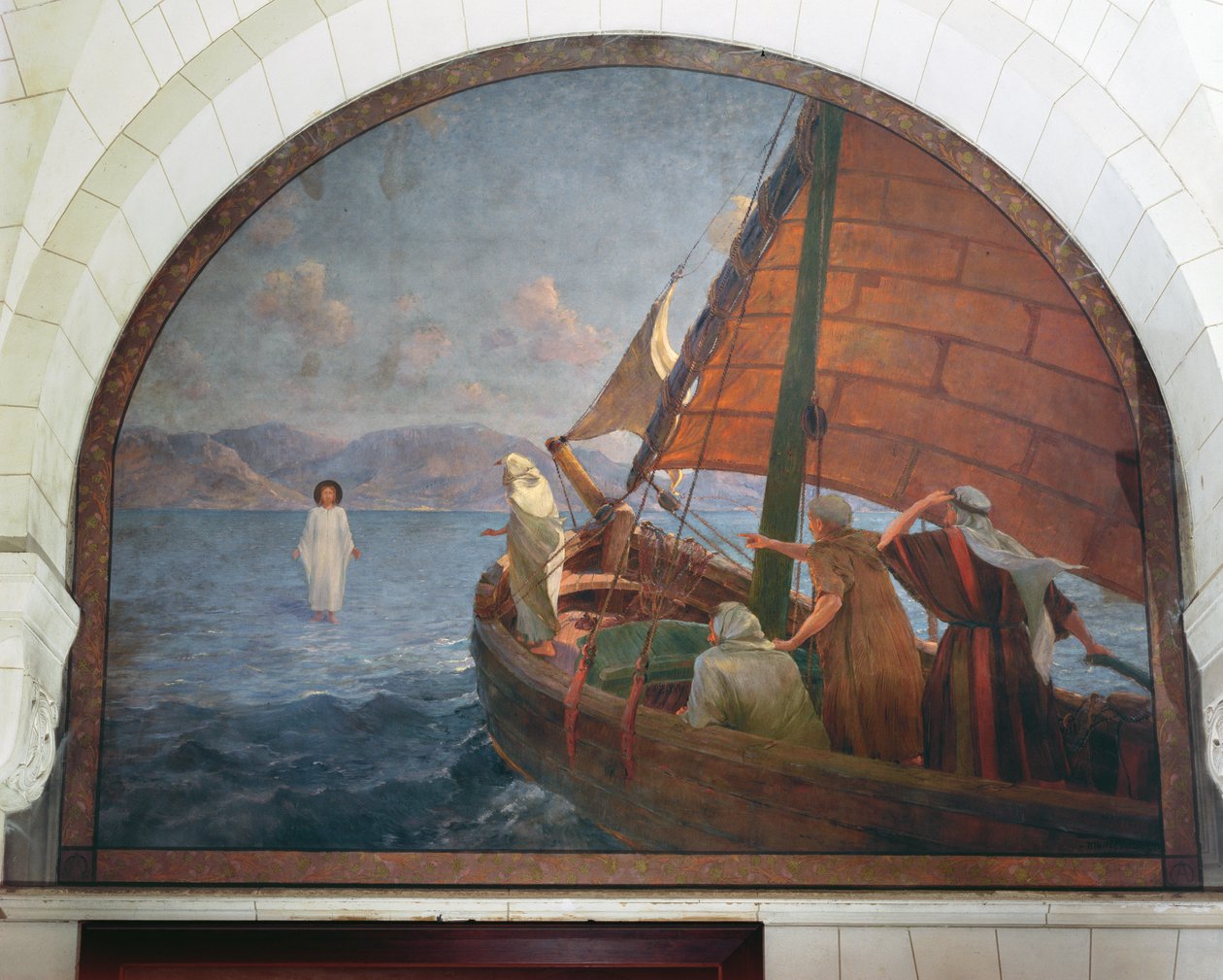 Krisztus a vízen jár, 1917 alkotó: Frederic Montenard