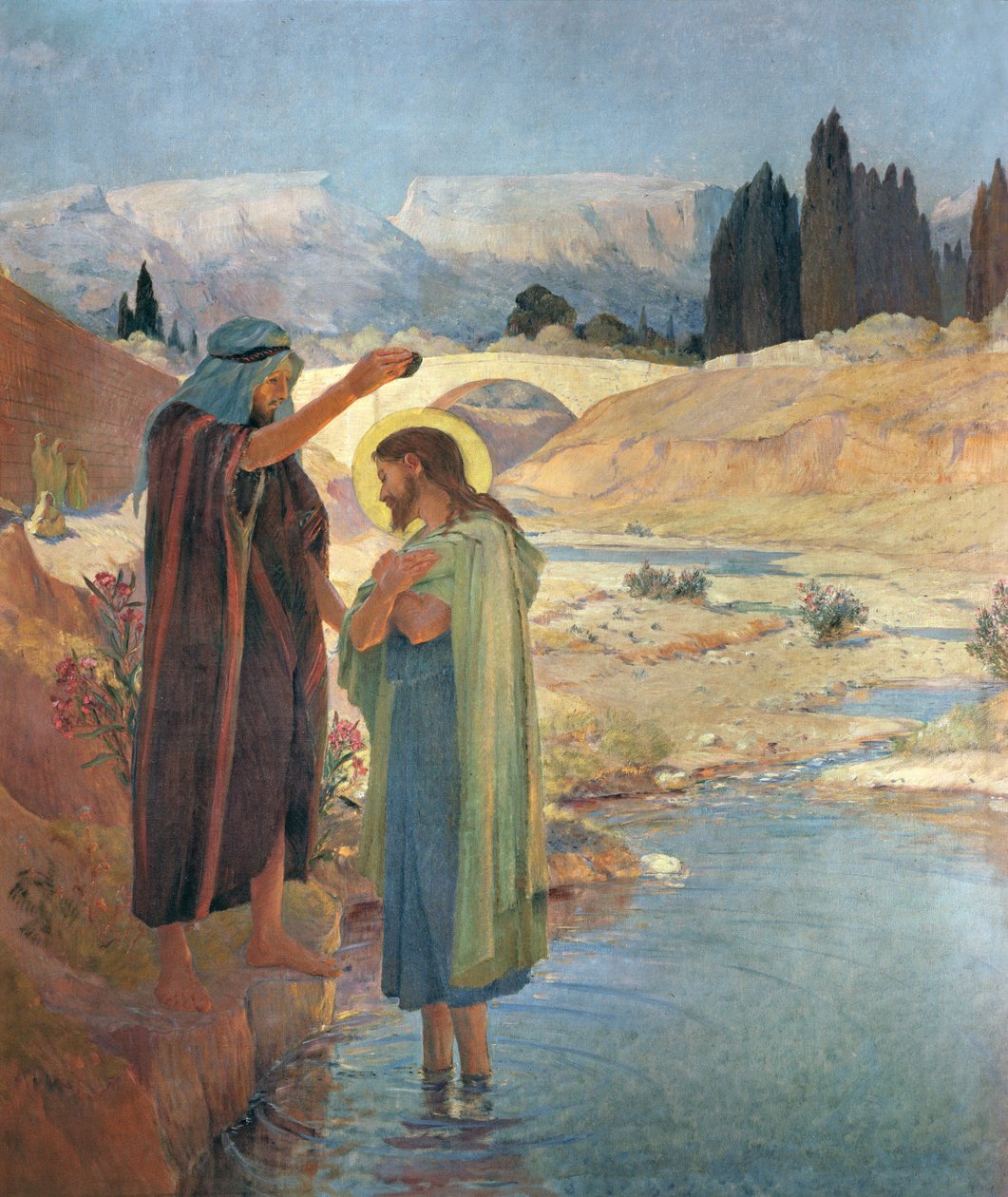 Krisztus megkeresztelkedése a Jordán vizében, 1917 alkotó: Frederic Montenard