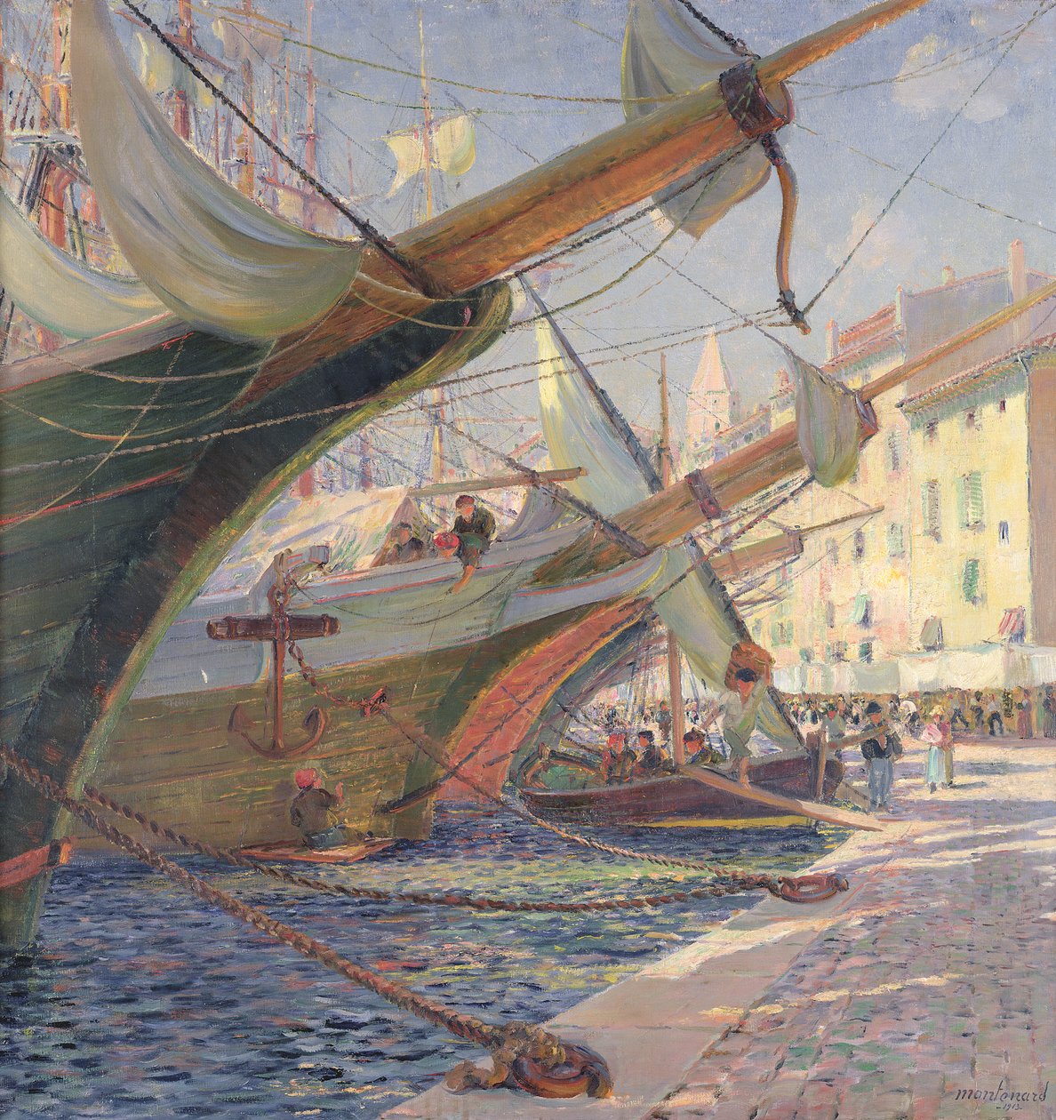 Kilátás egy mediterrán kikötőre, 1913 alkotó: Frederic Montenard