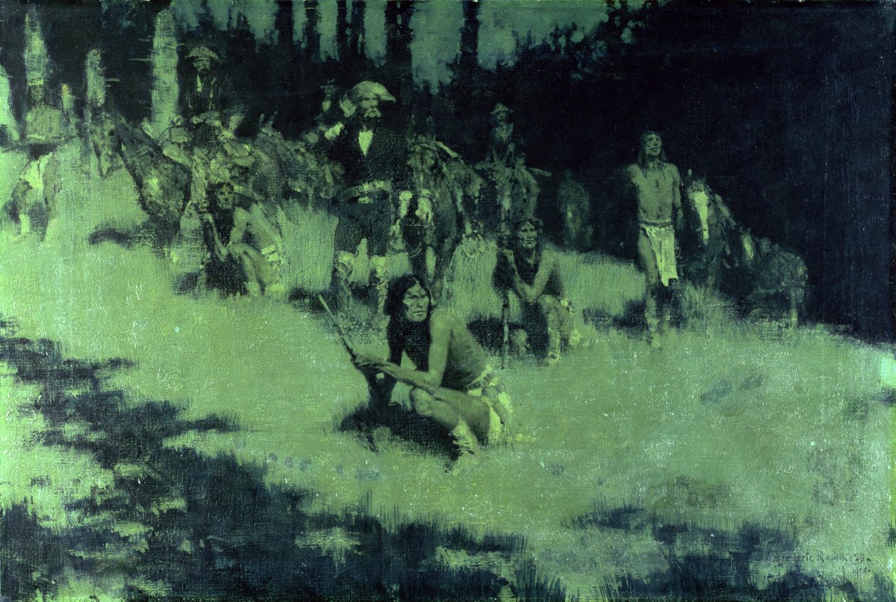 Apacs cserkészek hallgatóznak, 1908 alkotó: Frederic Remington