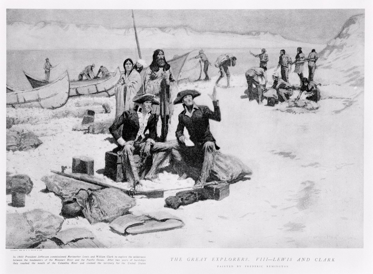 Lewis és Clark a Columbia folyó torkolatánál, 1805, a Collier
