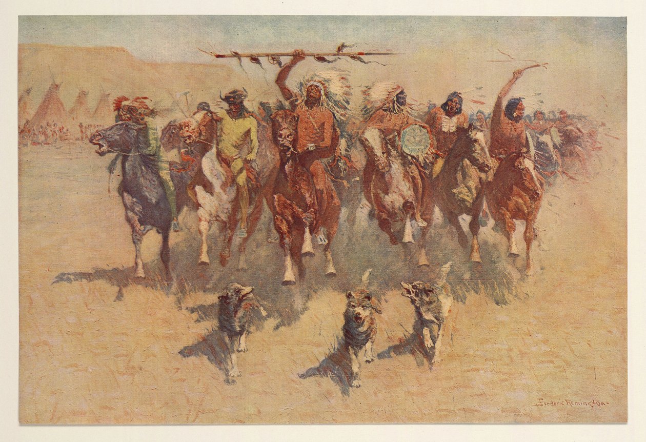The Ceremony of the Scalps, a Colliers Weekly, 1906-os kiadásából. alkotó: Frederic Remington