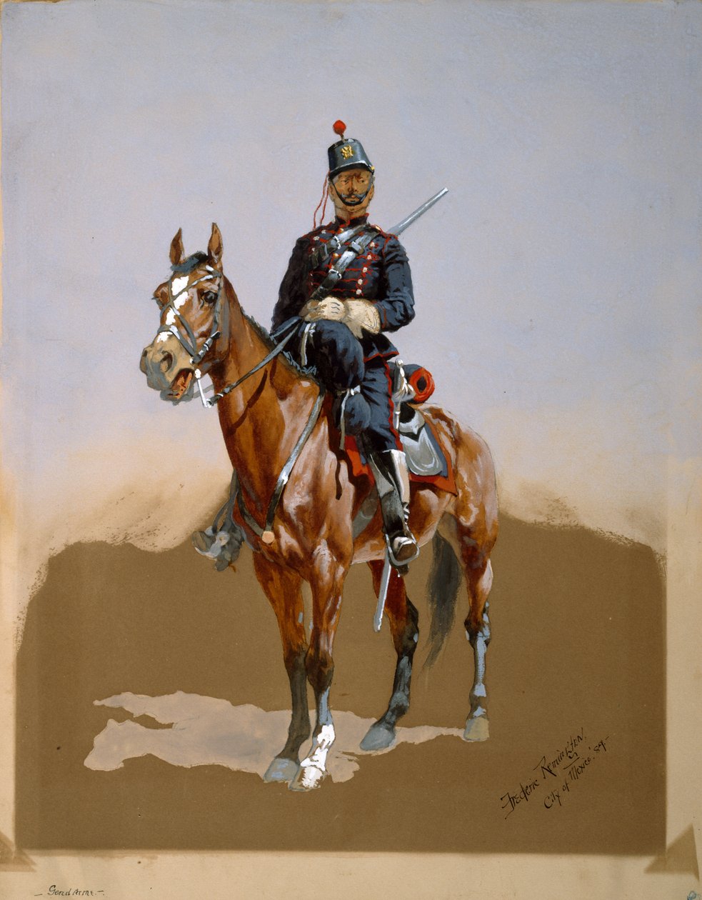 A csendőr, 1889 (wc, tinta és gouache papíron) alkotó: Frederic Remington