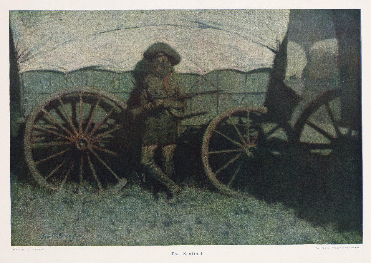 A Sentinel, kocsma. 1909 alkotó: Frederic Remington