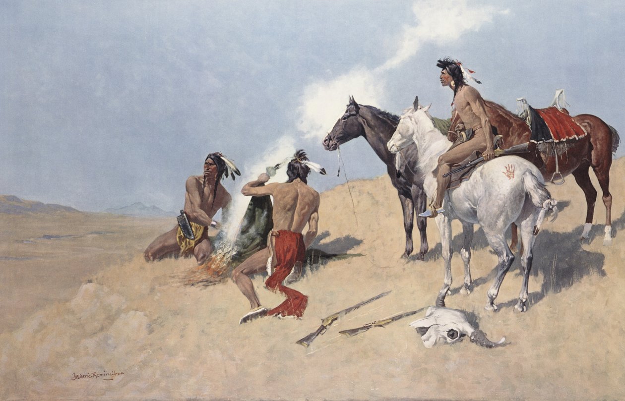 The Smoke Signal, 1920 körül alkotó: Frederic Remington
