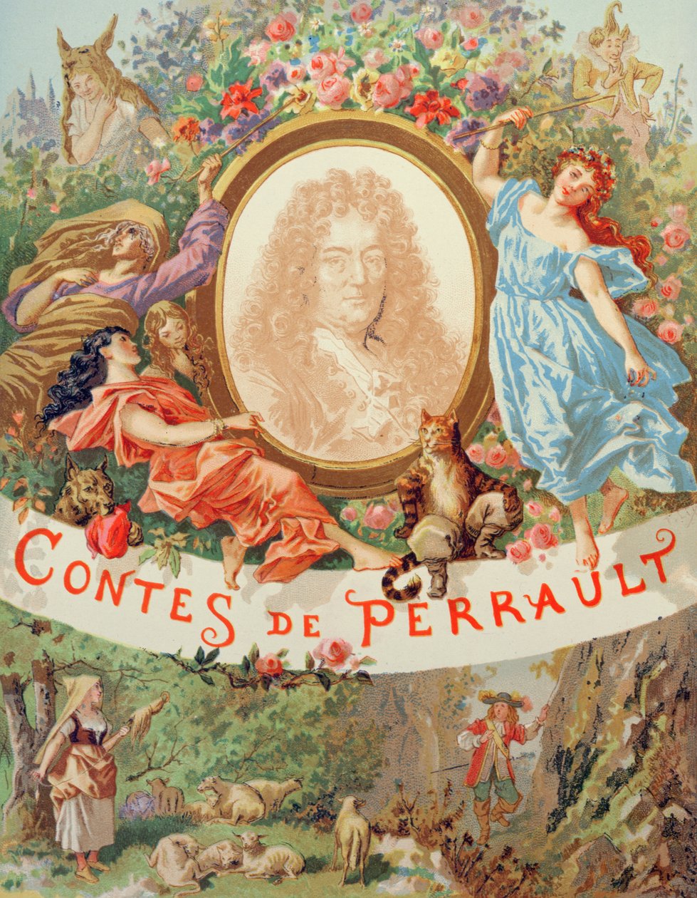 Borítóillusztráció a "Contes de Perrault"-hoz, kiadó: Editions Garnier, Párizs, 19. század vége. alkotó: Frederic Theodore Lix