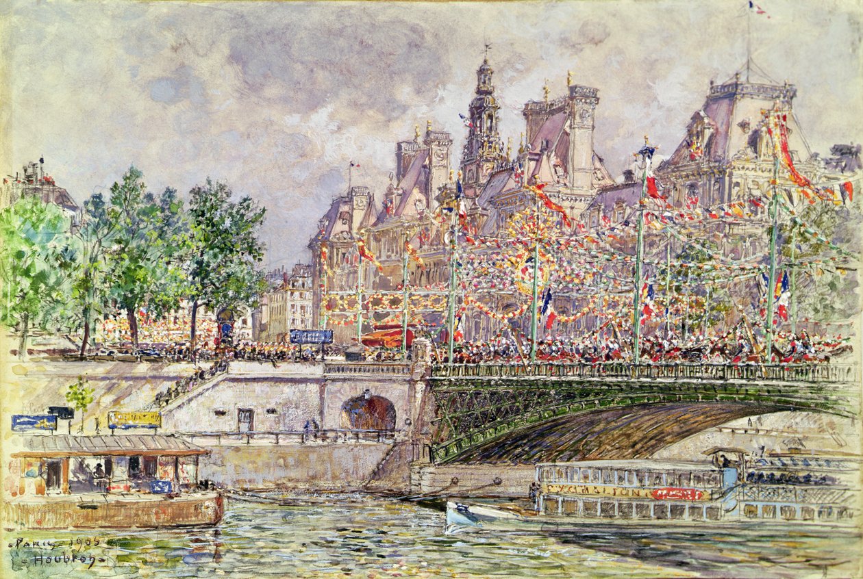 Városháza tér, Párizs, 1905. július 14 alkotó: Frederic Anatole Houbron