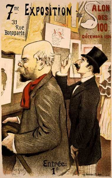 A párizsi Rue Bonaparte, "7. Századi Szalon kiállítás" reklámplakátjának reprodukciója. alkotó: Frederic Auguste Cazals