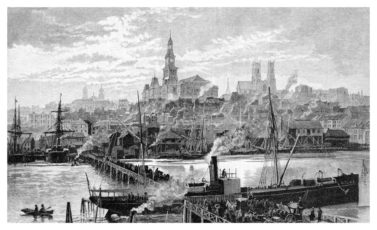 Darling kikötő, Pyrmontból, Sydneyből, Új-Dél-Walesből, Ausztráliából, 1886. alkotó: Frederic B. Schell