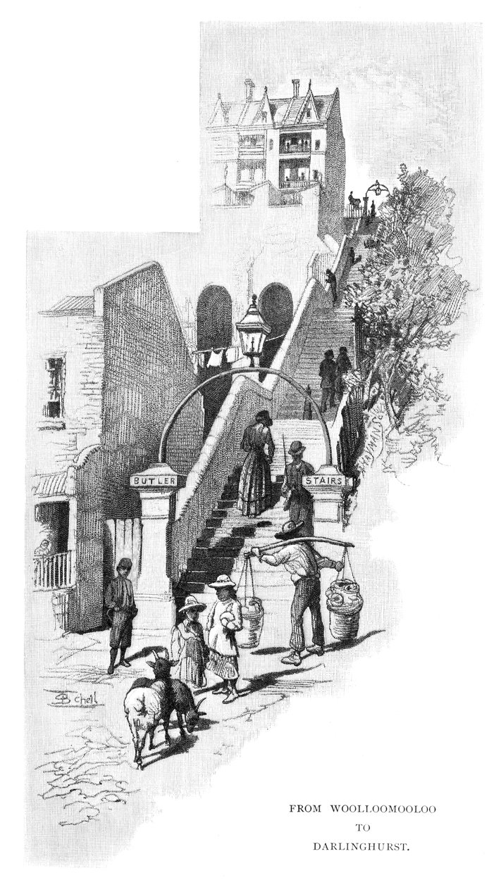Woolloomooloo-tól Darlinghurst-ig, Sydney, Új-Dél-Wales, Ausztrália, 1886. alkotó: Frederic B. Schell