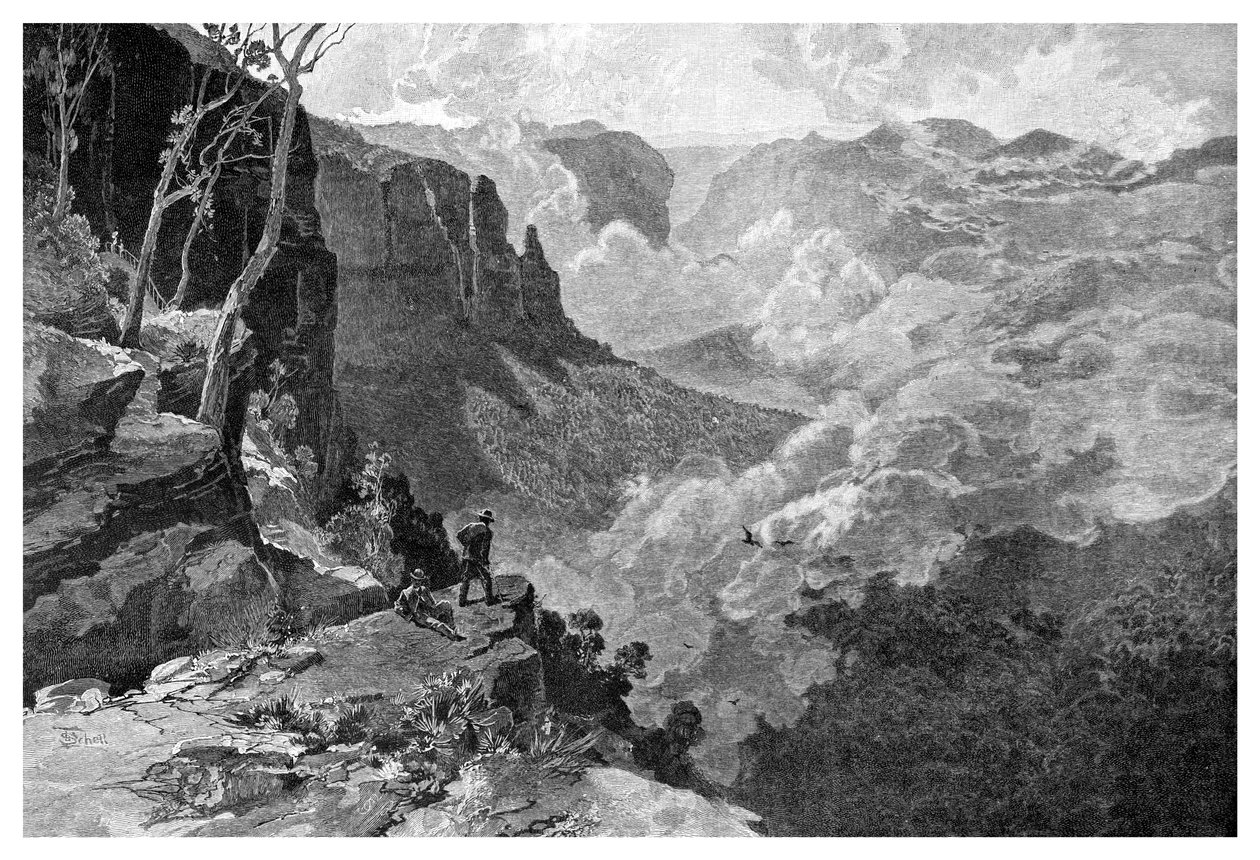 Govetts Leap, Blue Mountains, Új-Dél-Wales, Ausztrália, 1886. alkotó: Frederic B. Schell